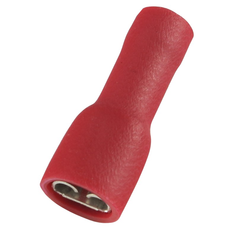 100 pcs - RS PRO Red Insulated Female Spade Connector, Receptacle, 0.5 x 4.75mm Tab Size, 0.5mm² to 1.5mm²