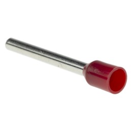 100 pcs - RS PRO Insulated Crimp Bootlace Ferrule, 18mm Pin Length, 2mm Pin Diameter, 1.5mm² Wire Size, Red