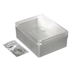 1 pcs - Hammond RP Series Light Grey ABS General Purpose Enclosure, IP65, Clear Lid, 186 x 146 x 75mm