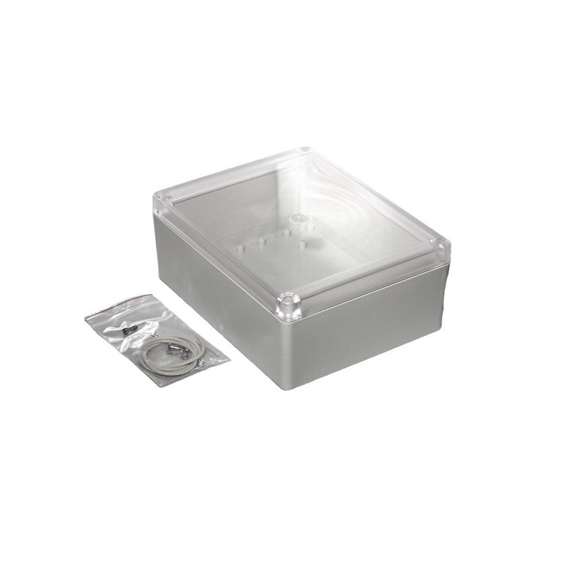 1 pcs - Hammond RP Series Light Grey ABS General Purpose Enclosure, IP65, Clear Lid, 186 x 146 x 75mm