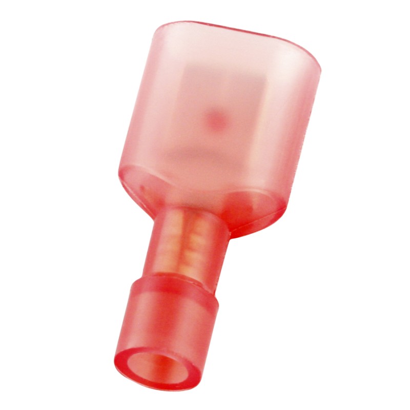 100 pcs - RS PRO Red Insulated Male Spade Connector, Tab, 0.8 x 6.35mm Tab Size, 0.5mm² to 1.5mm²