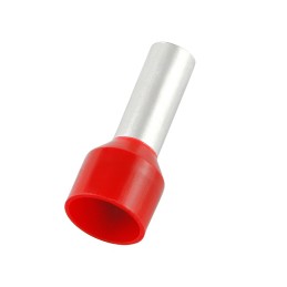 100 pcs - RS PRO Insulated Crimp Bootlace Ferrule, 18mm Pin Length, 4.9mm Pin Diameter, 10mm² Wire Size, Red