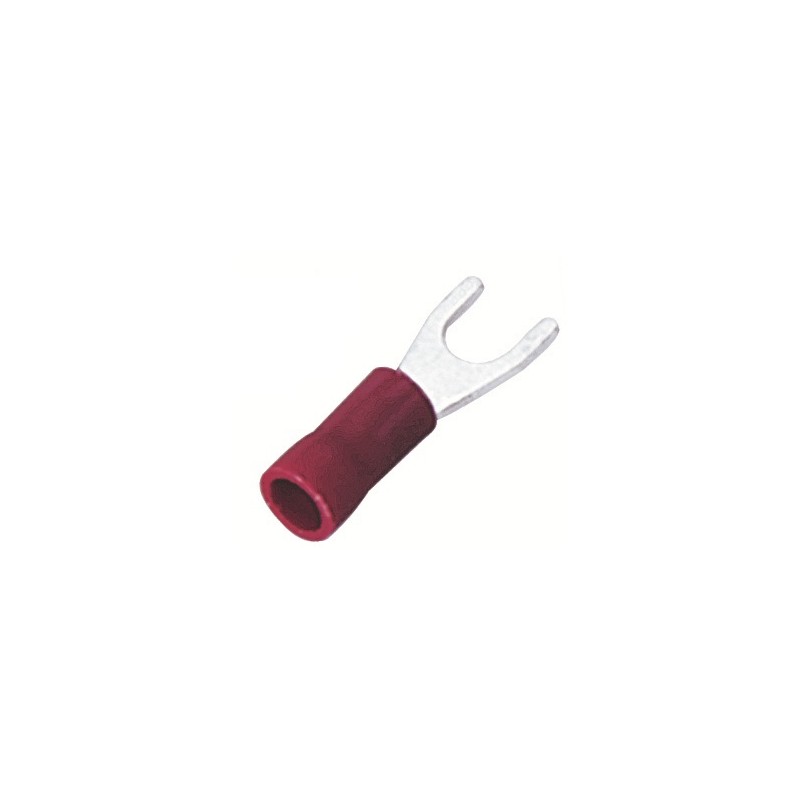 100 pcs - RS PRO Insulated Crimp Spade Connector, 0.5mm² to 1.5mm², 22AWG to 16AWG, 4.3mm Stud Size Vinyl, Red