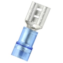 100 pcs - RS PRO Blue Insulated Female Spade Connector, Receptacle, 0.8 x 6.35mm Tab Size, 1.5mm² to 2.5mm²