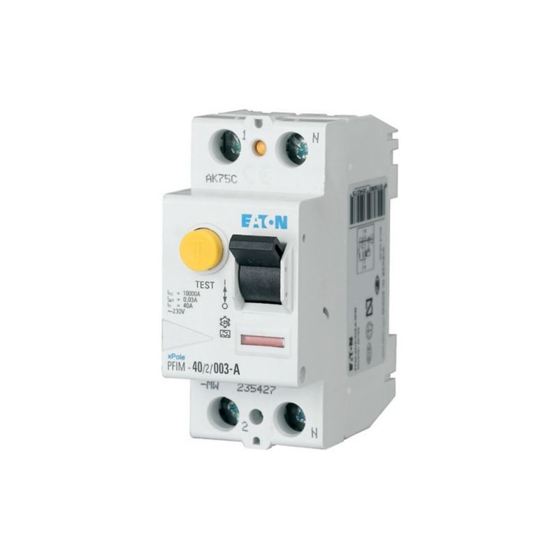 1 pcs - Eaton RCD, 40A, 2 Pole, 30mA, Type A, 230V ac