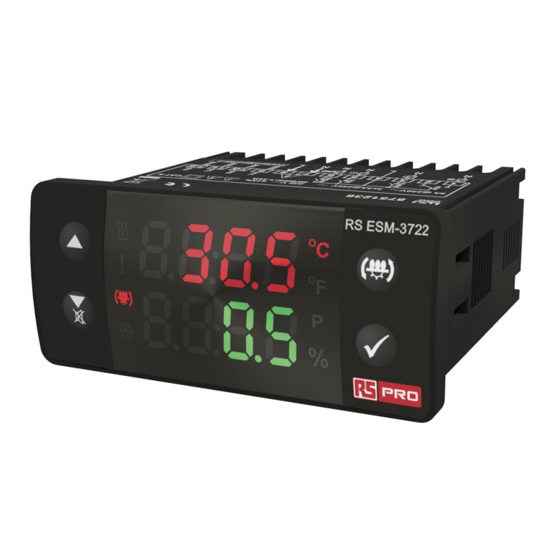 1 pcs - RS PRO Panel Mount PID Temperature Controller, 76 x 34.5mm 1 Input, 4 Output Relay, 230 V ac Supply Voltage ON/OFF, PID