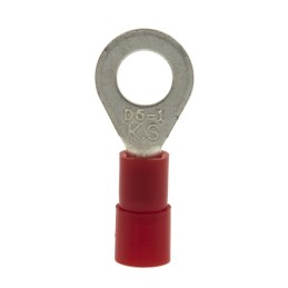 100 pcs - RS PRO Insulated Ring Terminal, 5.3mm Stud Size, 0.5mm² to 1.5mm² Wire Size, Red