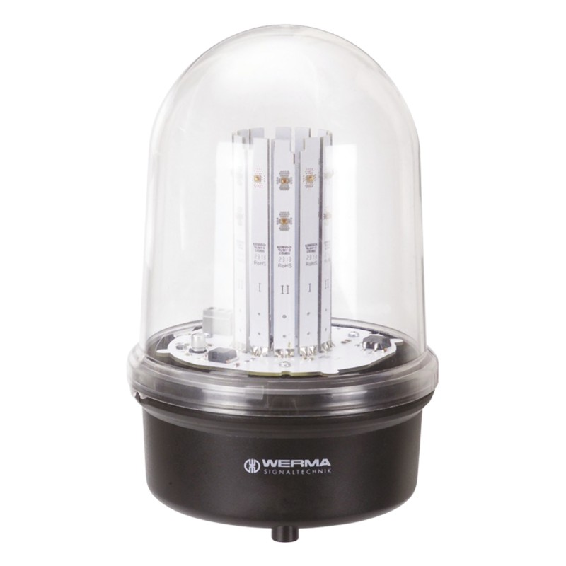 1 pcs - Werma BM 280 Series Red Steady Beacon, 24 V dc, Base Mount, LED Bulb, IP65