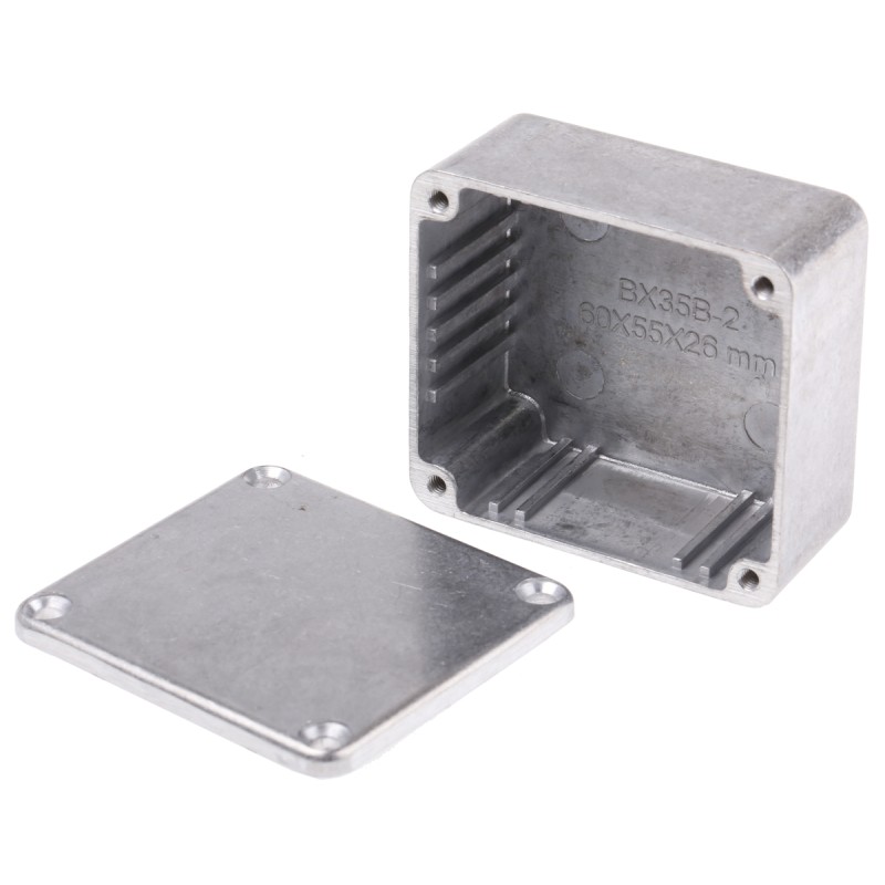 1 pcs - RS PRO Silver Die Cast Aluminium Enclosure, IP66, Silver Lid, 60 x 54.9 x 30mm