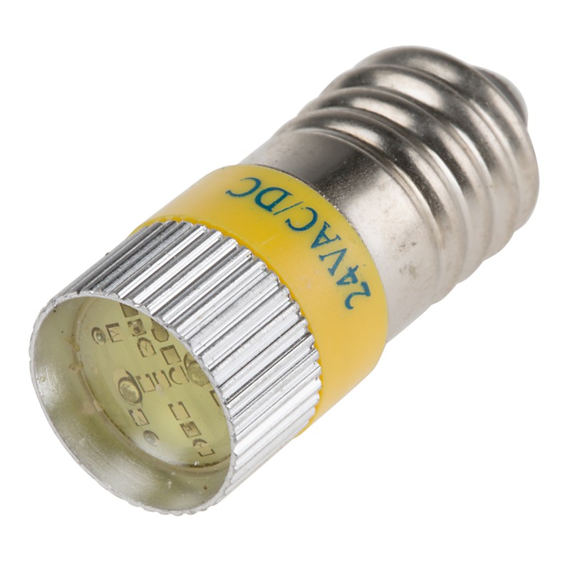 1 pcs - RS PRO Yellow LED Indicator Lamp, 24V dc, E10 Base, 10mm Diameter, 120/110mcd
