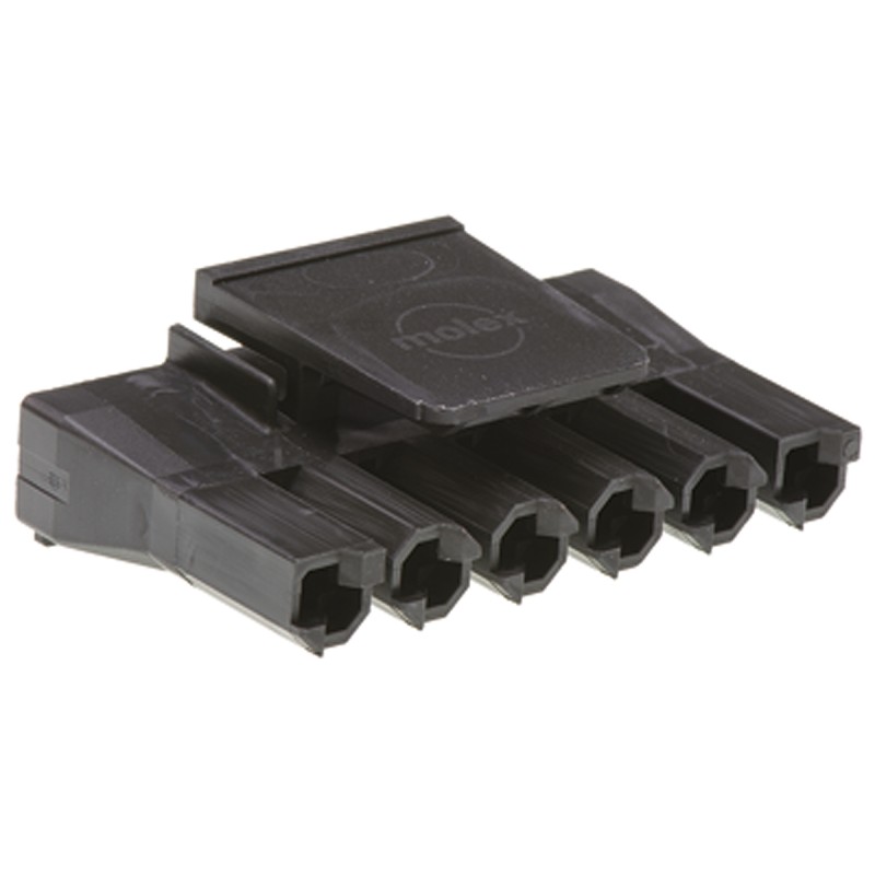 5 pcs - Molex, Sabre Female Connector Housing, 7.49mm Pitch, 6 Way, 1 Row