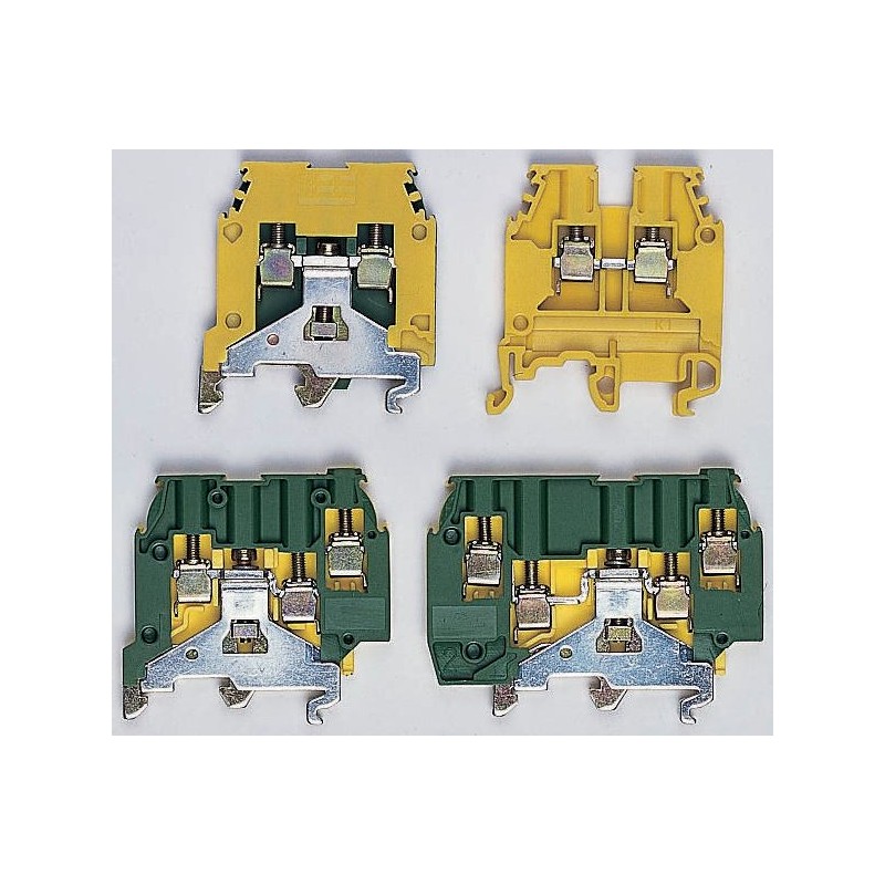 1 pcs - Entrelec SNA Series Green/Yellow Earth Terminal Block, 35mm², Single-Level, Screw Termination