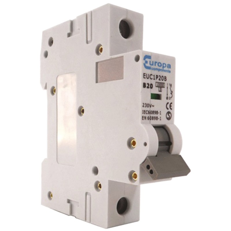 1 pcs - Europa EUC1P EUB MCB, 1P, 2A Curve B, 230V AC, 10 kA Breaking Capacity