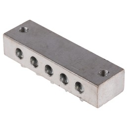 1 pcs - RS PRO 5-Way CE (BS EN 60998) Earth Block, 0 - 16 AWG Wire, Screw Down, Brass Housing