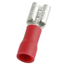 100 pcs - RS PRO Red Insulated Female Spade Connector, Receptacle, 0.5 x 4.75mm Tab Size, 0.5mm² to 1.5mm²
