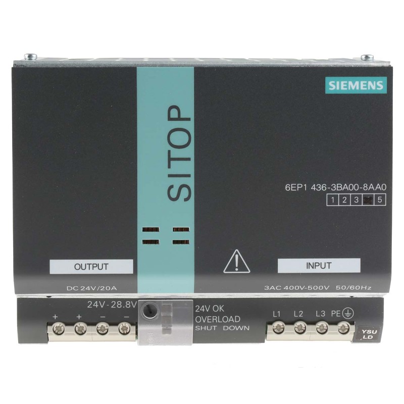 1 pcs - Siemens SITOP MODULAR PLUS Switch Mode DIN Rail Power Supply, 320 - 550V ac ac Input, 24V dc dc Output, 20A