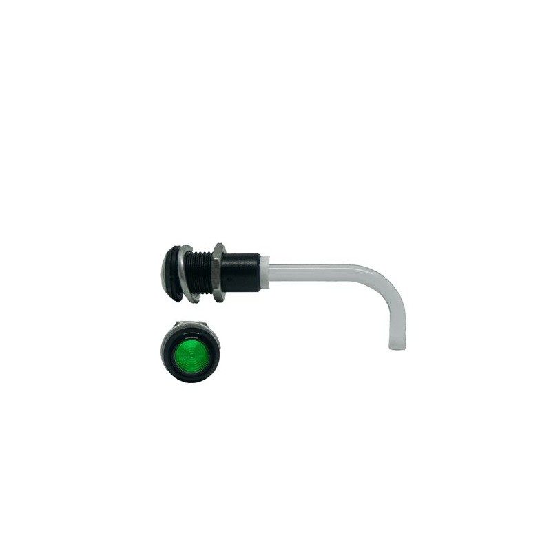 1 pcs - RHD-1100-1500-F9PZG67PR Bivar, Panel Mount Right Angle LED Light Pipe, Green Round Lens