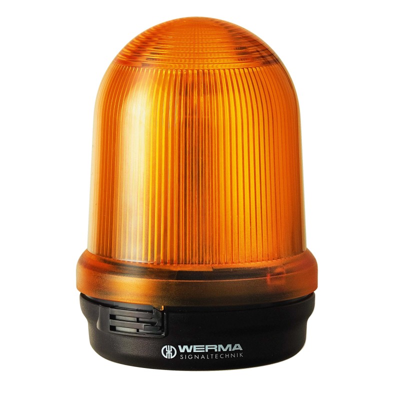 1 pcs - Werma 829 Series Yellow Rotating Beacon, 115 - 230 V, Base Mount, LED Bulb