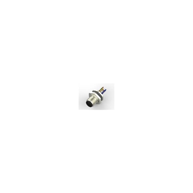 1 pcs : T4171020008-002 - Circular Metric Connectors M12,REAR MOUNT,MALE, A, 8P, 0.5M WIRE