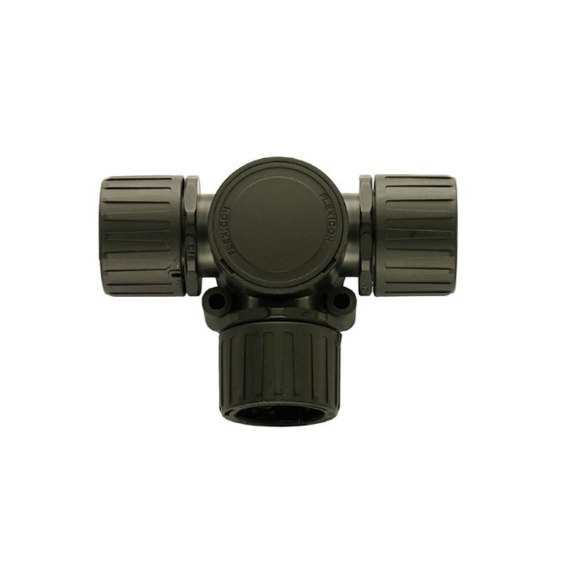 1 pcs - Flexicon T Piece, Conduit Fitting, 16mm Nominal Size, 12mm, Nylon, Black