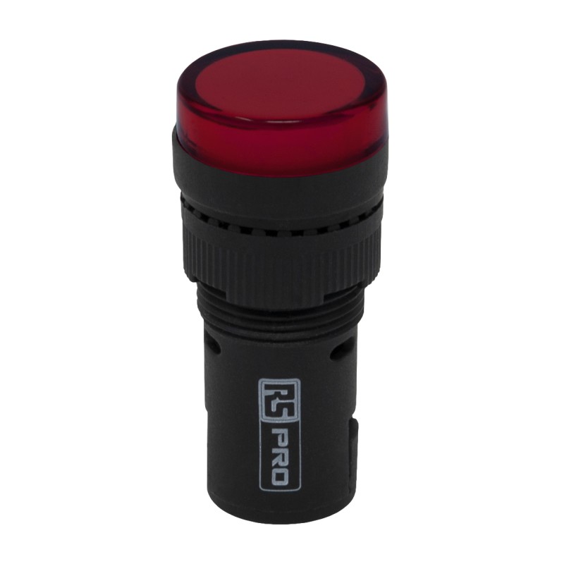 1 pcs - RS PRO, Panel Mount Red LED Pilot Light, 16mm Cutout, IP40, Round