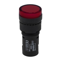 1 pcs - RS PRO, Panel Mount Red LED Pilot Light, 16mm Cutout, IP40, Round