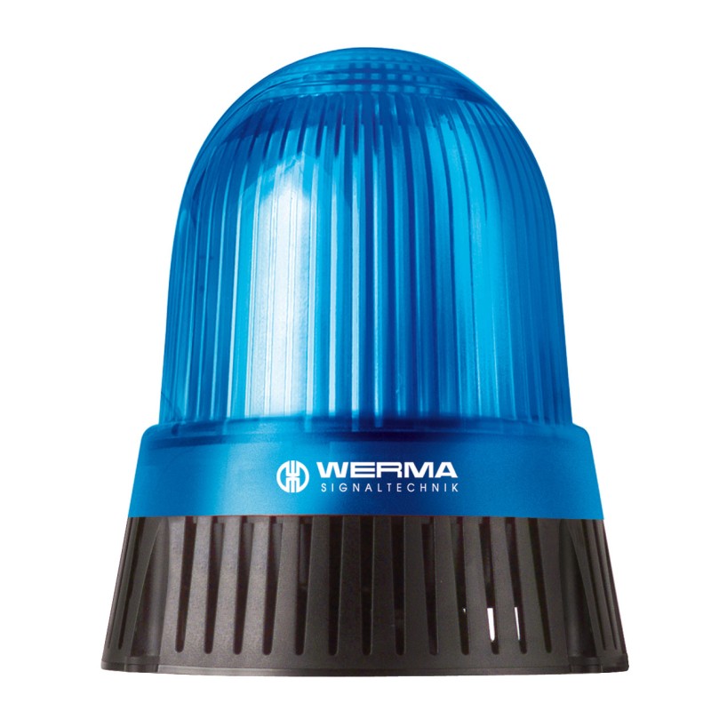 1 pcs - Werma 431 Series Blue Sounder Beacon, 24 V, IP65, Base Mount, 114dB at 1 Metre