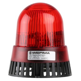 1 pcs - Werma 421 Series Red Sounder Beacon, 24 V ac/dc, IP65, Surface Mount, 105dB at 1 Metre