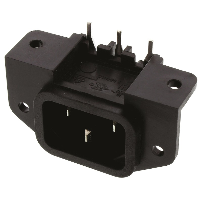 5 pcs - Bulgin C14 Right Angle Panel Mount, PCB Mount IEC Connector Male, 10A, 250 V