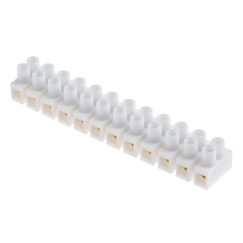 5 pcs - RS PRO Non-Fused Terminal Block, 12-Way, 6A, 14 AWG Wire, Screw Down Termination