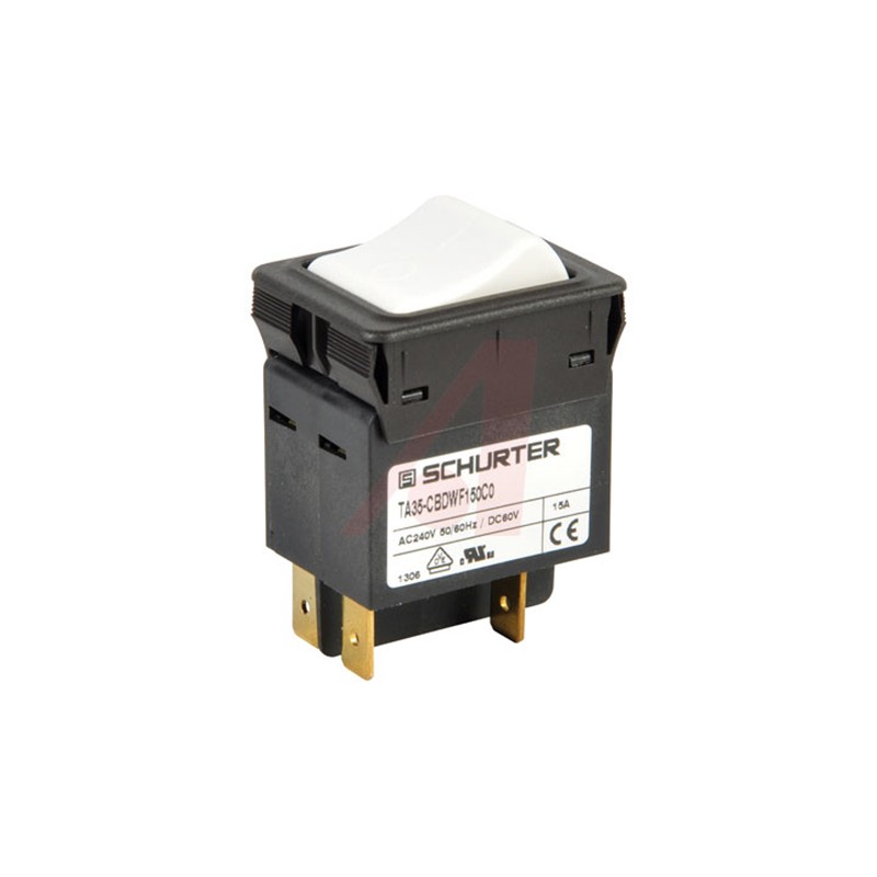 1 pcs - Schurter Thermal Circuit Breaker - TA35 2 Pole 60 V dc, 240V ac Voltage Rating Snap In, 15A Current Rating