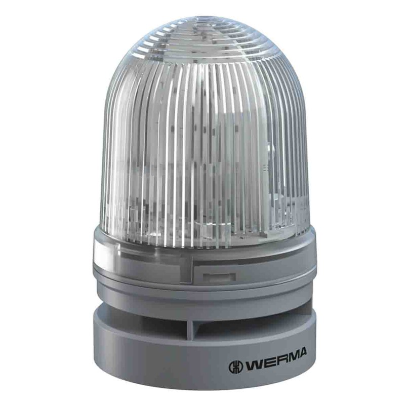 1 pcs - Werma EvoSIGNAL Mini Series White Sounder Beacon, 12 V dc, Base Mount