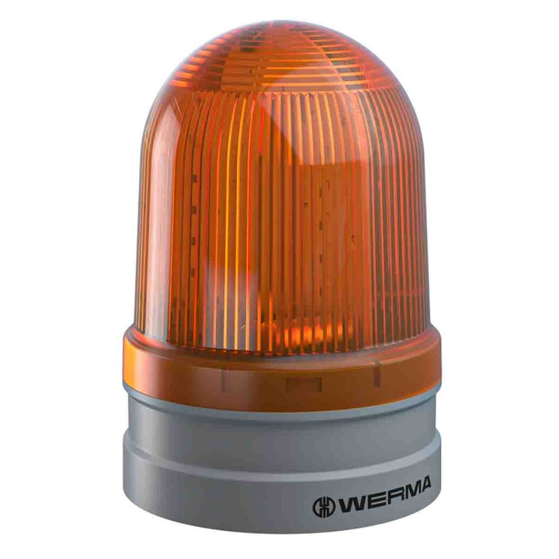 1 pcs - Werma EvoSIGNAL Maxi Series Yellow EVS, Flashing Beacon, 12 V, 24 V, Base Mount, LED Bulb, IP66