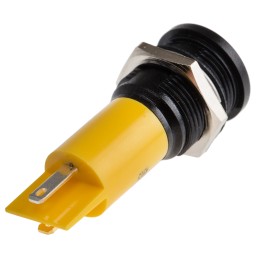 1 pcs - RS PRO Yellow Panel Mount Indicator, 230V ac, 16mm Mounting Hole Size, Solder Tab Termination, IP67