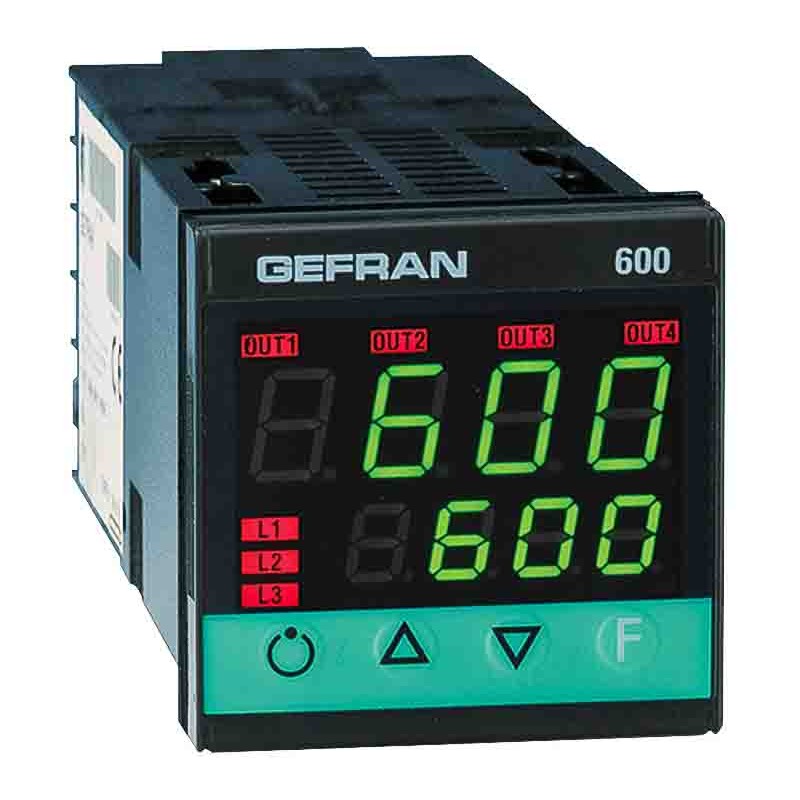1 pcs - Gefran 600 PID Temperature Controller, 48 x 48 (1/16 DIN)mm, 3 Output Analogue, Relay, 100 V ac, 240 V ac Supply