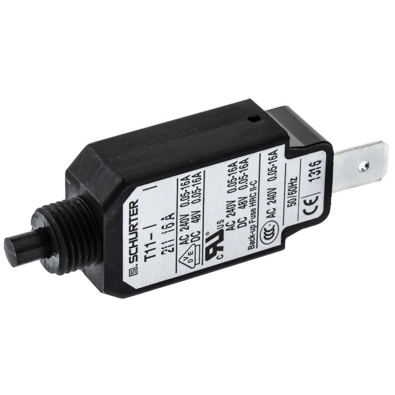 1 pcs - Schurter Thermal Circuit Breaker - T11 Single Pole 240V ac Voltage Rating, 16A Current Rating