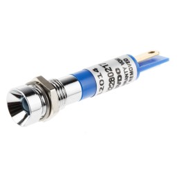 1 pcs - RS PRO Blue Panel Mount Indicator, 8mm Mounting Hole Size, Solder Tab Termination, IP67
