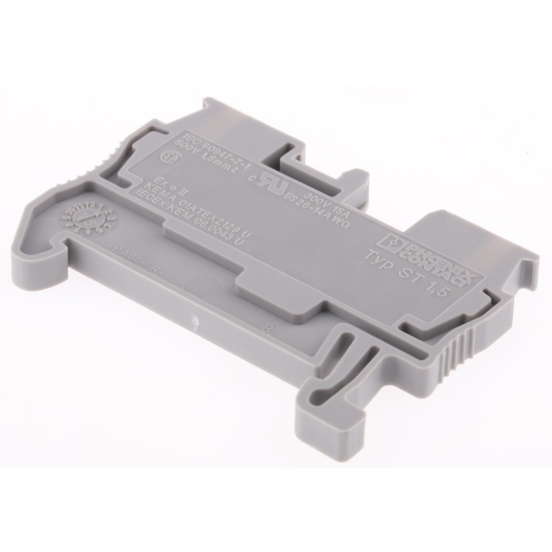 5 pcs - Phoenix Contact ST 1.5 Series Grey Feed Through Terminal Block, 0.08 - 1.5mm², Single-Level, Spring Clamp