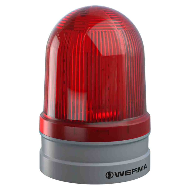 1 pcs - Werma EvoSIGNAL Maxi Series Red Multiple Effect Beacon, 12 V, 24 V, Base Mount, LED Bulb, IP66