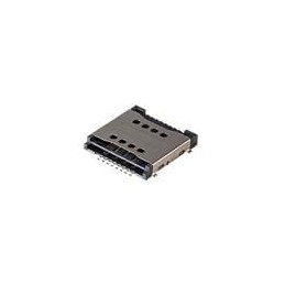 1 pcs : SIM-12-B - Memory Card Connectors 8 Positions, Push In, Pull Out, SMT, 3 mm Height Above Board,