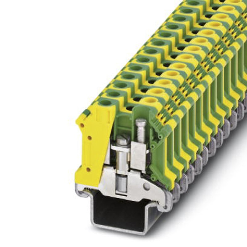 1 pcs - Phoenix Contact USLKG 10 N-1 Series Green, Yellow Earth Terminal Block, Single-Level, Screw Termination