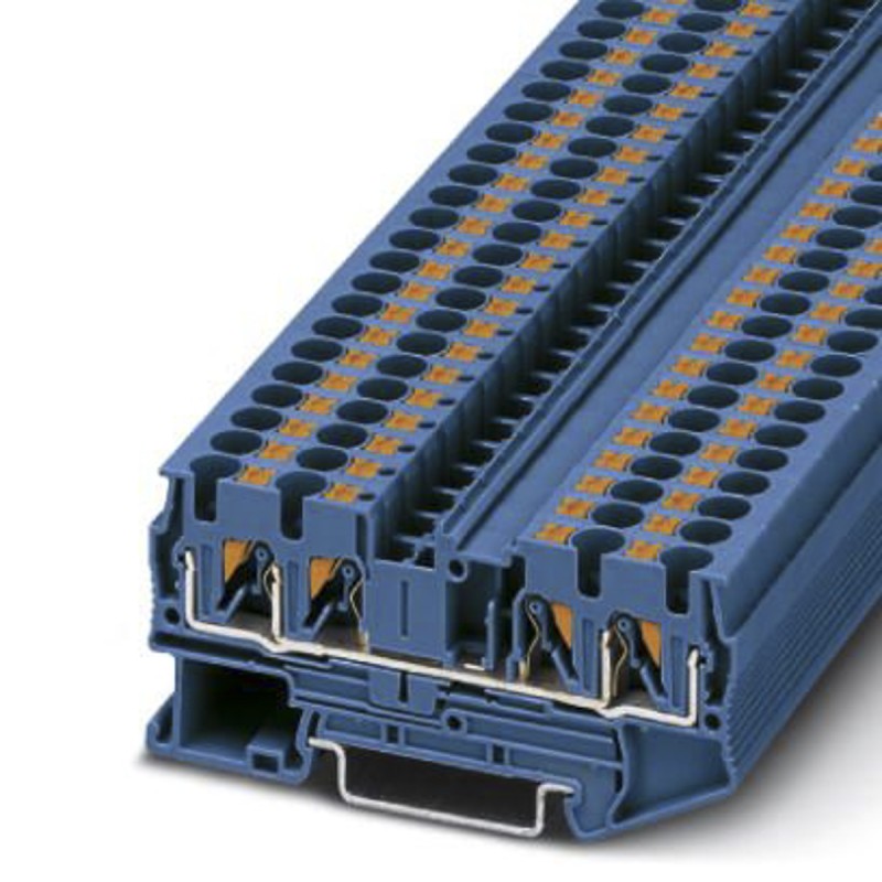 5 pcs - Phoenix Contact PT 4-QUATTRO BU Series Blue Feed Through Terminal Block, 0.2 - 6mm², Single-Level, Push In