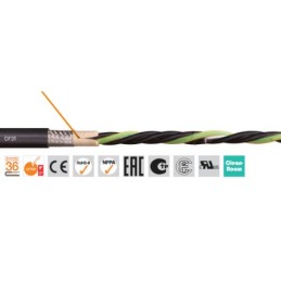 10 pcs - Igus chainflex CF31 Power Cable, 4 Cores, 6 mm², Screened, 10m, Black PVC Sheath, 9 AWG