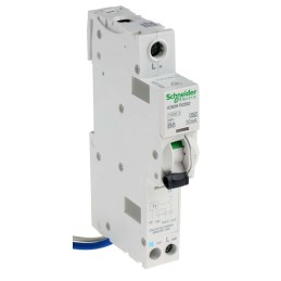 1 pcs - Schneider Electric RCBO, 6A Current Rating, 1P+N Poles, 30mA Trip Sensitivity, Type B, Acti 9 Range