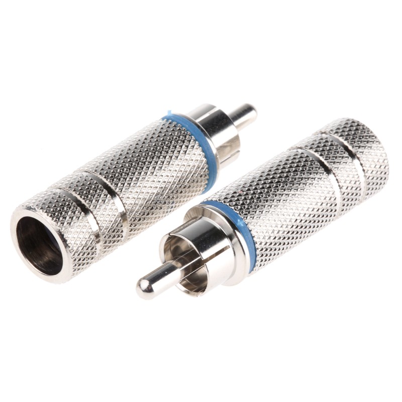 5 pcs - RS PRO Blue Cable Mount RCA Plug, Nickel