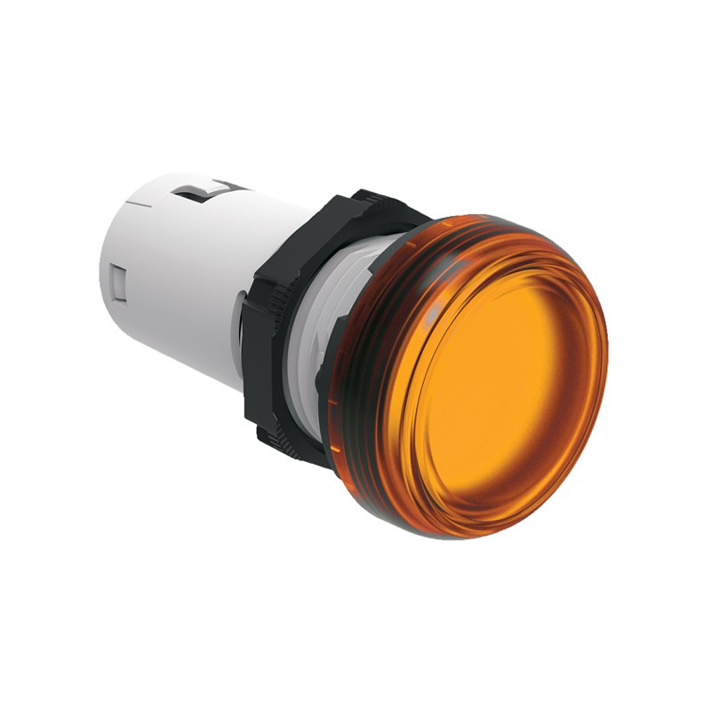 1 pcs - Lovato, LPML, Panel Mount Orange LED Pilot Light, 22mm Cutout, IP66, IP67, IP69K, Round, 24V