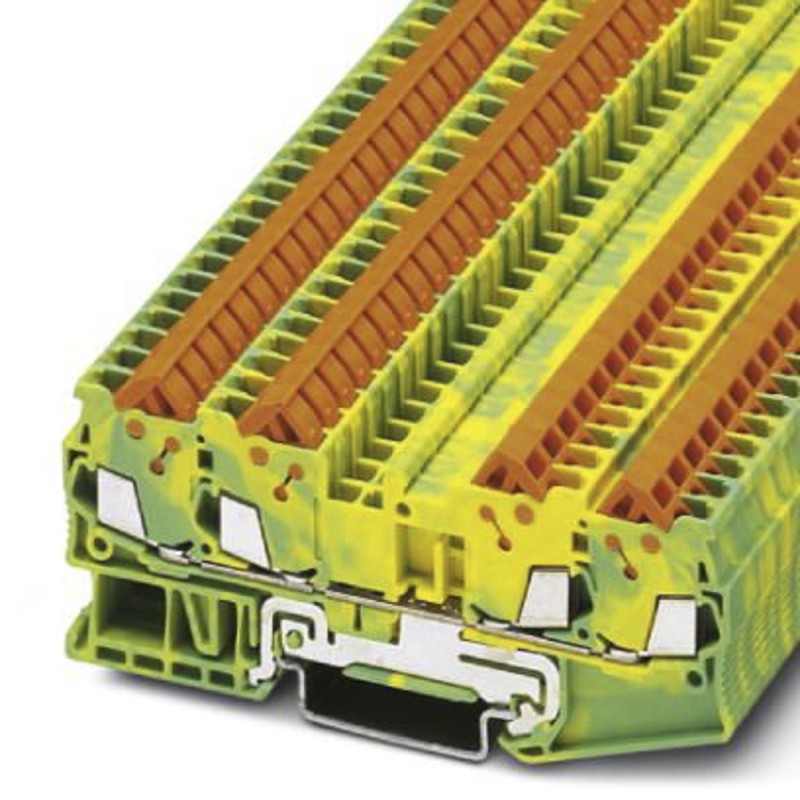1 pcs - Phoenix Contact QTC 1.5-QUATTRO-PE Series Green/Yellow Earth Terminal Block, 0.25 - 1.5mm², Single-Level, Quick