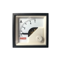 1 pcs - RS PRO Analogue Panel Ammeter 5 (Input, Scale)A AC, 45mm x 45mm, 1 % Moving Iron