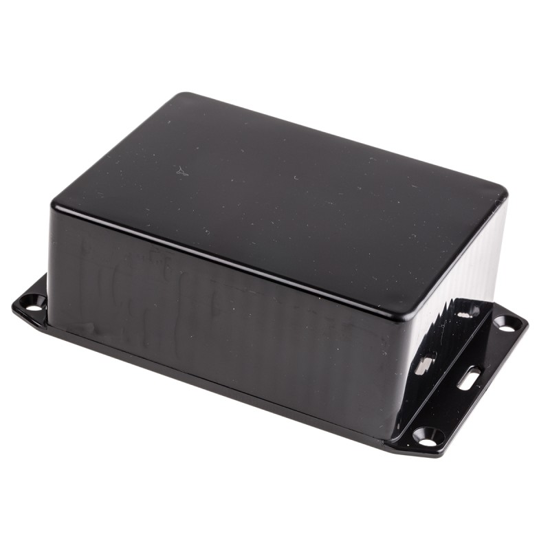 1 pcs - Hammond 1591 Series Black Flame Retardant ABS Enclosure, IP54, Flanged, Black Lid, 110 x 82 x 40mm