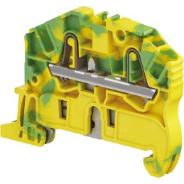 5 pcs - Entrelec ZK2.5 Series Green, Yellow Standard Din Rail Terminal, 2.5mm², Single-Level, Spring Clamp Termination
